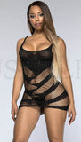 60130 black mesh rhinestone chemise dress by Music Legs