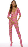SS9317 big hole stretch fishnet bodystocking with low scoop neck front by Showtime