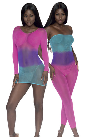 0406 REVERSIBLE ombre mesh bodystocking by Dreamgirl