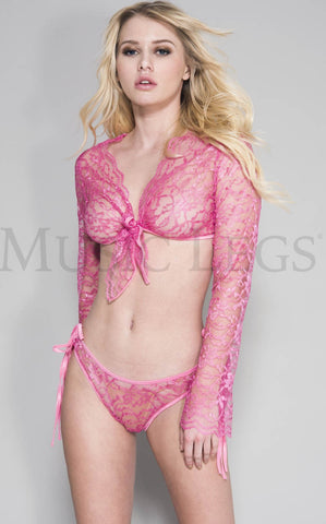 59079 tie front top with matching side tying strings panty, by Music Legs