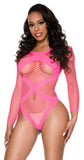 80083 Criss cross fishnet teddy with a thong cut back by Music Legs